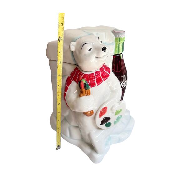 Coca Cola POLAR BEAR COOKIE JAR Work Of Art Gibson 2000 Coke Bottle Canister Lid - Picture 9 of 10